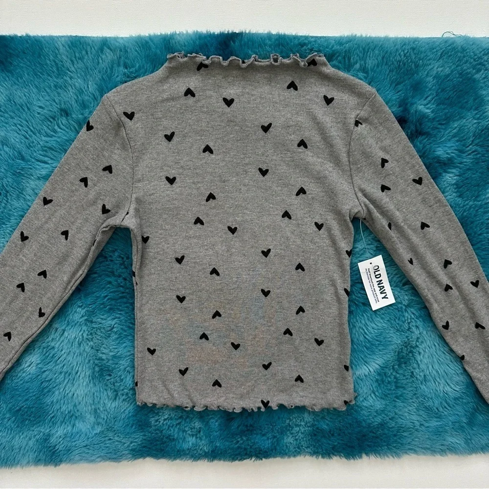 Old Navy Gray Heart Pattern Kids Top Size XS Girls